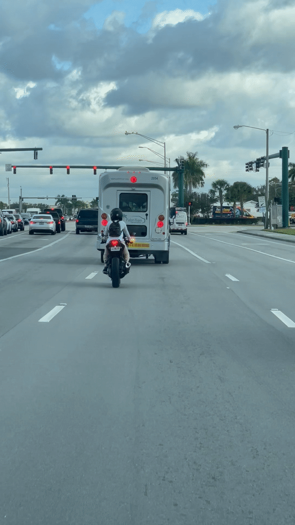 a bike behind a truck